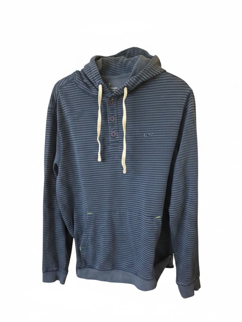 Vineyard Vines Navy and Light Blue Striped Hooded Henley